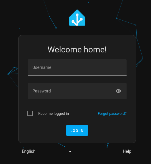 Screenshot of the Home Assistant login screen